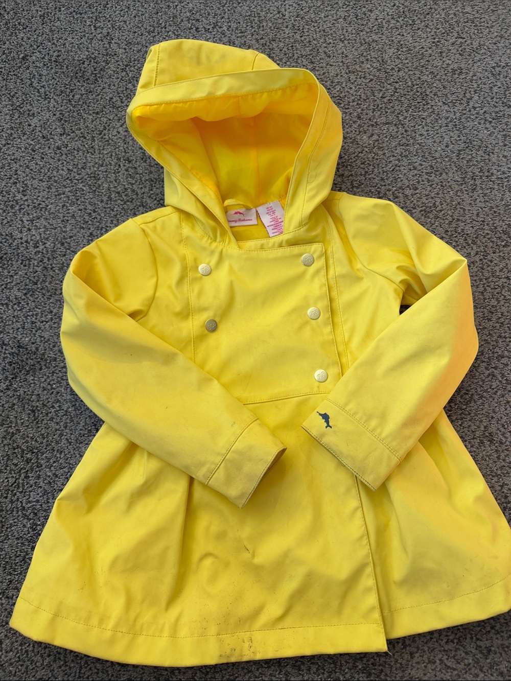 Tommy Bahama Bright Yellow Hooded Double-Breasted Kids Raincoat
